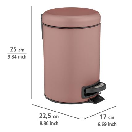 WENKO 25155100 - Papperskorg LEMAN 17x25 cm rosa/svart