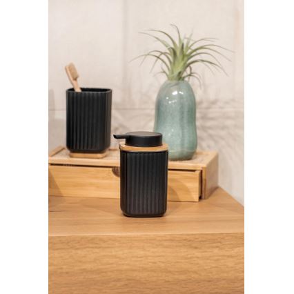 WENKO 25298100 - Tvåldispenser ROTELLO 8,9x12,7 cm svart/brun