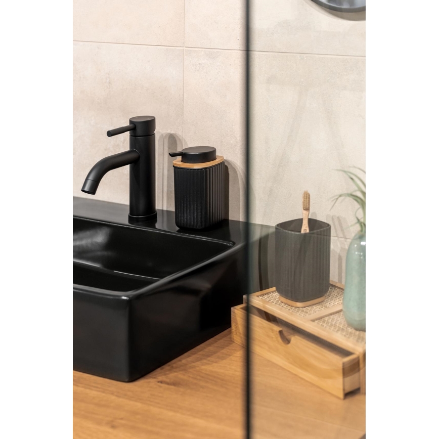 WENKO 25298100 - Tvåldispenser ROTELLO 8,9x12,7 cm svart/brun