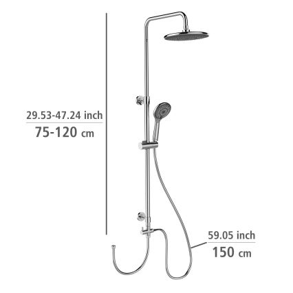WENKO 25310100 - Duschset WATERSAVING SYSTEM, rostfritt stål/blank krom