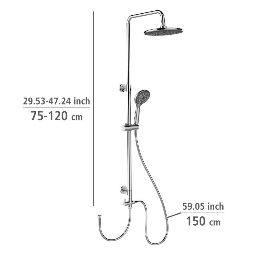 WENKO 25310100 - Duschset WATERSAVING SYSTEM, rostfritt stål/blank krom