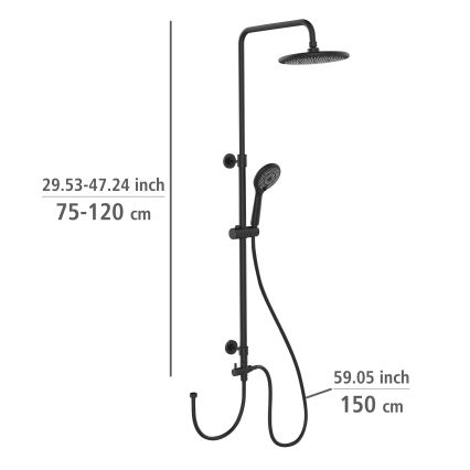 WENKO 25311100 - Duschset WATERSAVING SYSTEM 120 cm svart