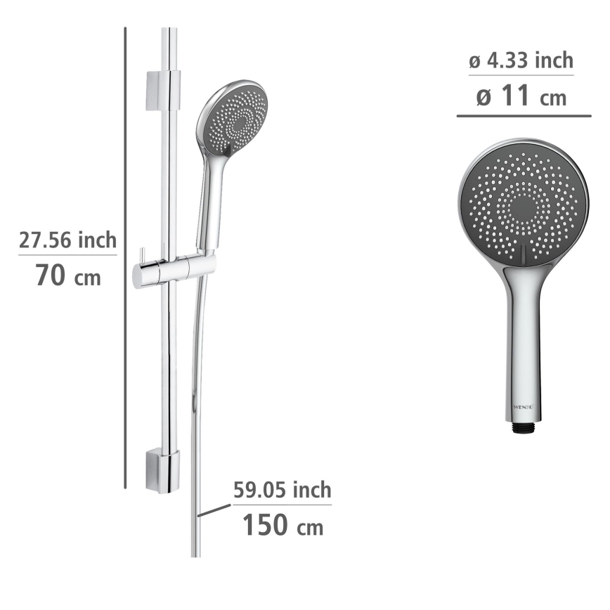 WENKO 25452100 - Duschset Vattensparsystem 70 cm silver