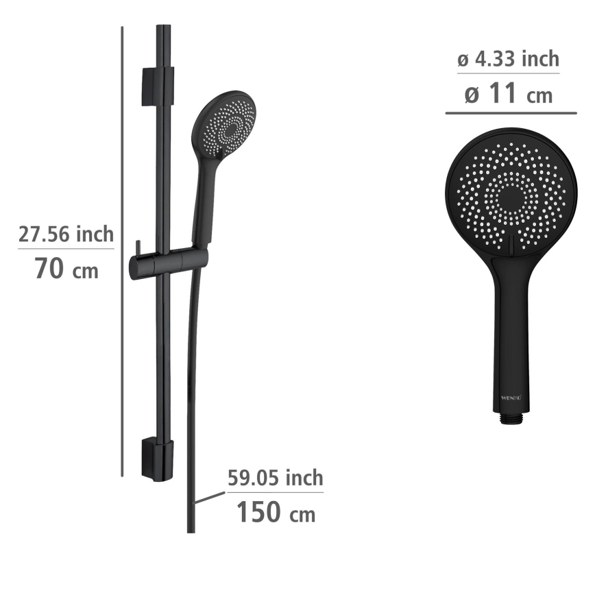 WENKO 25453100 - Duschset Vattensparsystem 70 cm svart