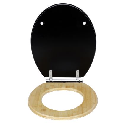 WENKO 25772100 - WC-sits BAMBUZA 37x44 cm svart/brun/blank krom