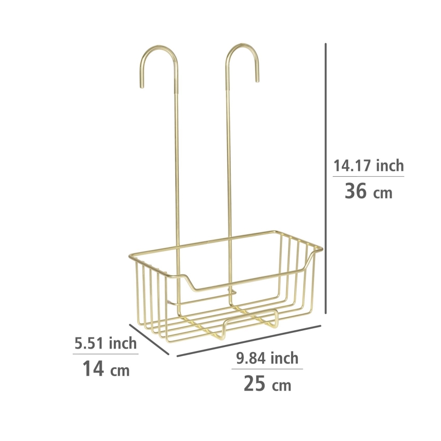 WENKO 25937100 - Duschkorg MILO 25 x 36 cm, rostfritt stål/guld/genomskinlig