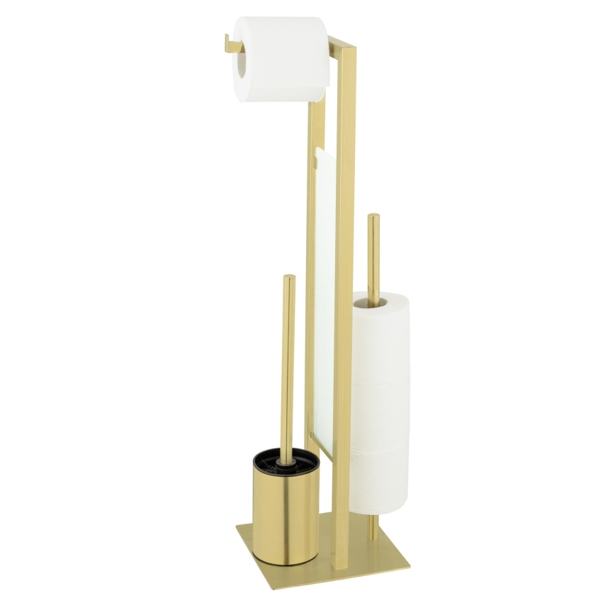 WENKO 26034100 - WC-set RIVALTA 18x70 cm rostfritt stål/guld/vit/svart