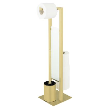 WENKO 26034100 - WC-set RIVALTA 18x70 cm rostfritt stål/guld/vit/svart