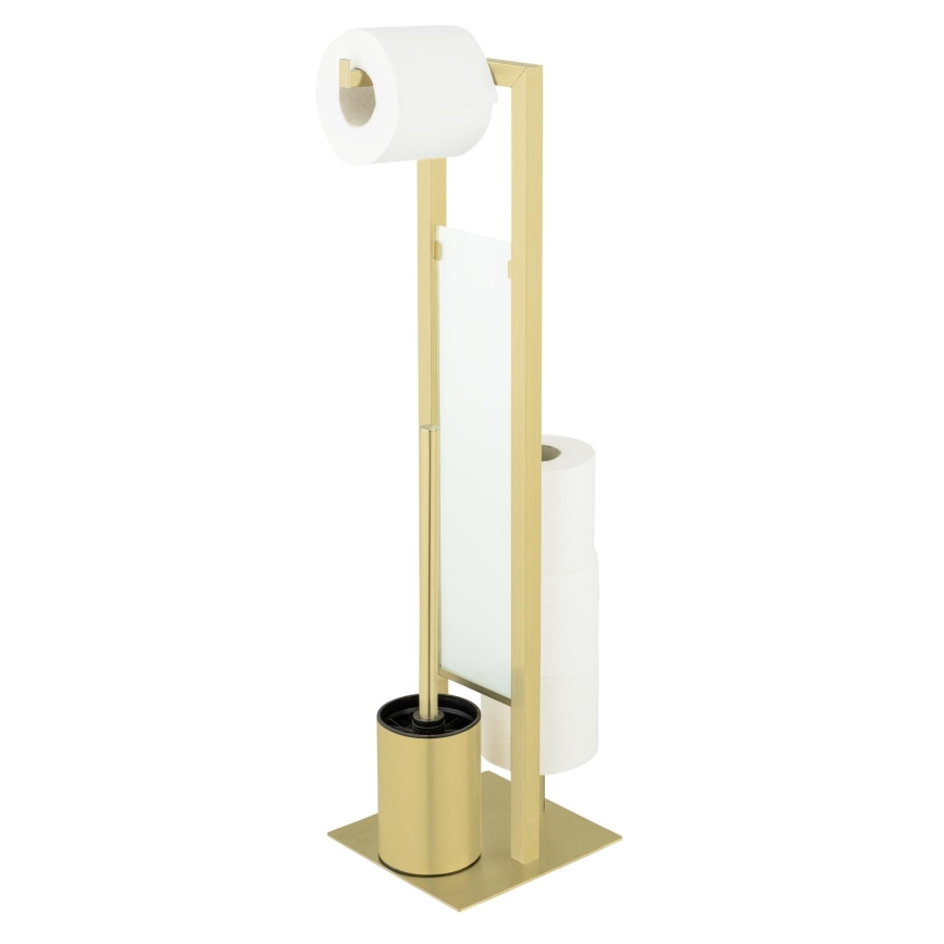WENKO 26034100 - WC-set RIVALTA 18x70 cm rostfritt stål/guld/vit/svart