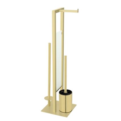 WENKO 26034100 - WC-set RIVALTA 18x70 cm rostfritt stål/guld/vit/svart