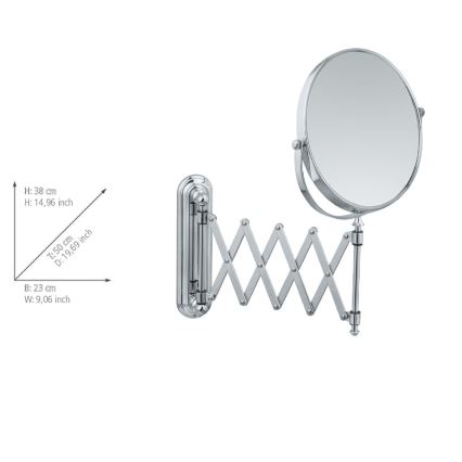 WENKO 3656241100 - Sminkspegel TELESCOPE DELUXE 23x38 cm polerad krom