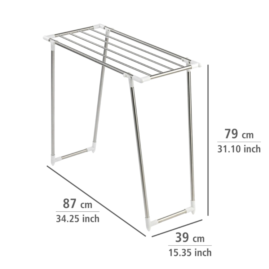 WENKO 3774020100 - Torkställ PROFI SINGLE 87x79 cm rostfritt stål/silver/vit