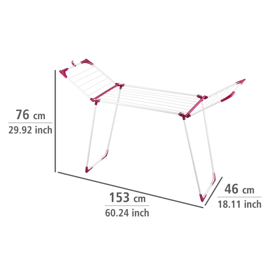 WENKO 3774021100 - Torkställ SUMMER DRY 153x76 cm vit/rosa