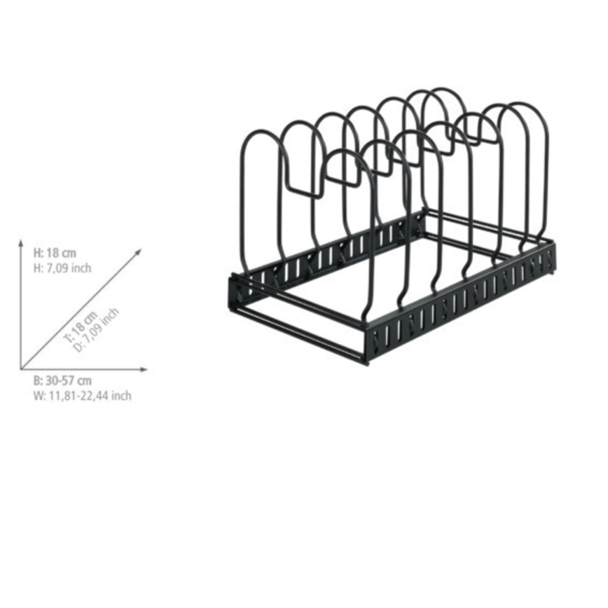 WENKO 53149100 - Hållare för lock och pannor 18x18 cm svart