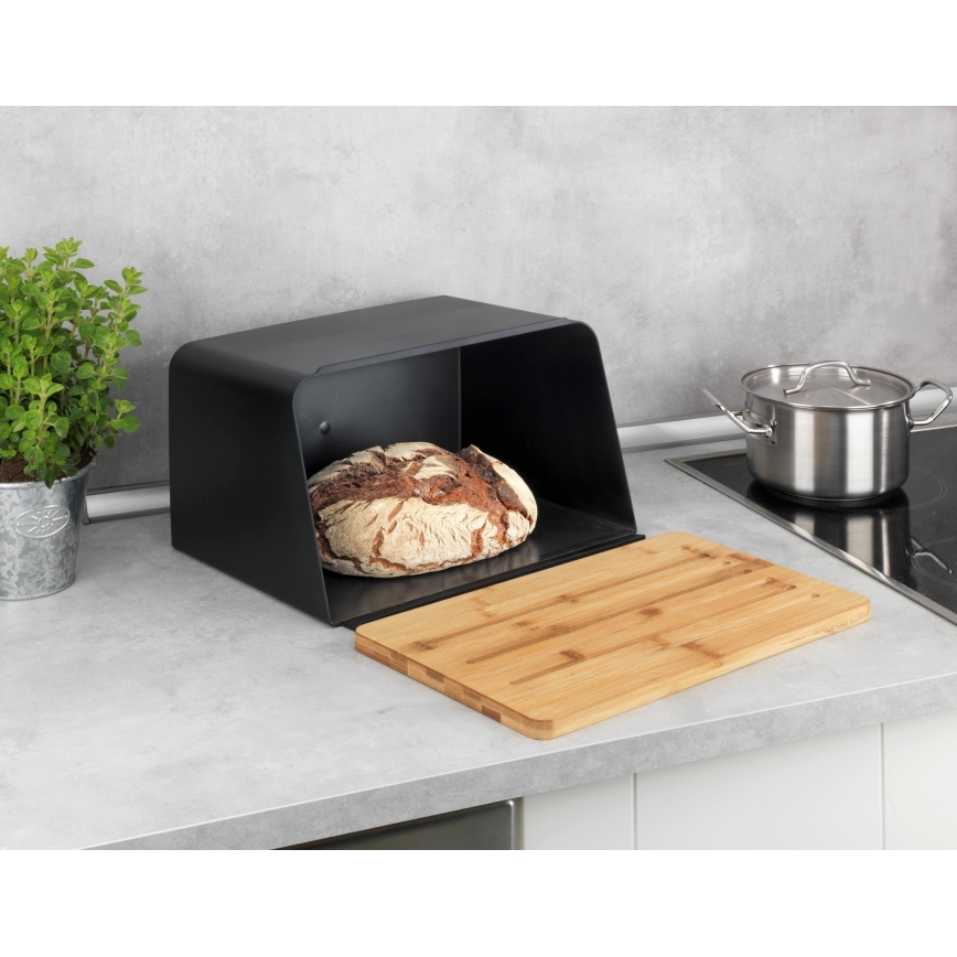 WENKO 54098100 - Brödlåda KUBO 35x26,5 cm svart/brun
