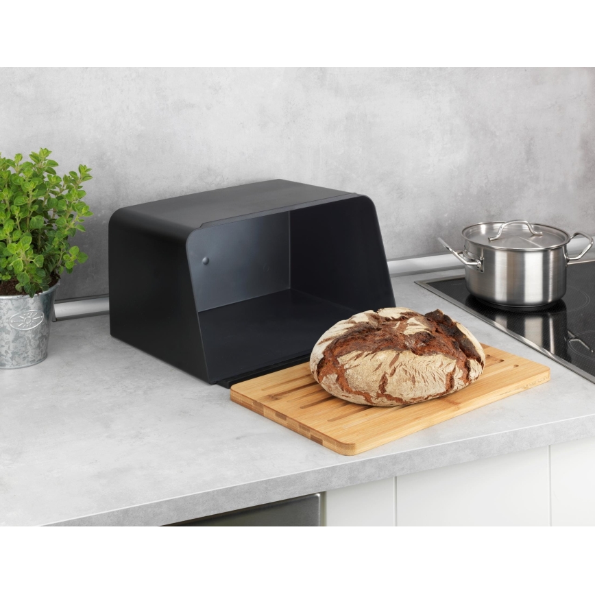 WENKO 54098100 - Brödlåda KUBO 35x26,5 cm svart/brun