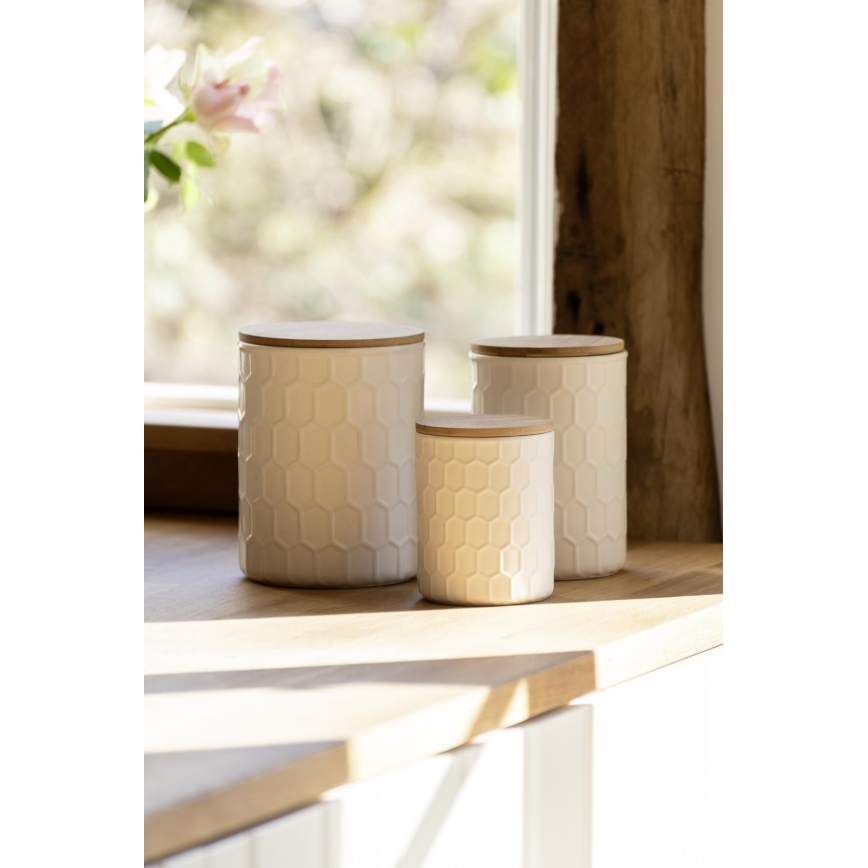 WENKO 54222100 - Förvaringsbox MAYA 13x17 cm vit/brun