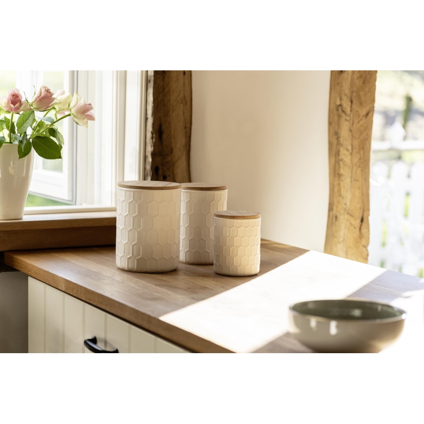 WENKO 54222100 - Förvaringsbox MAYA 13x17 cm vit/brun