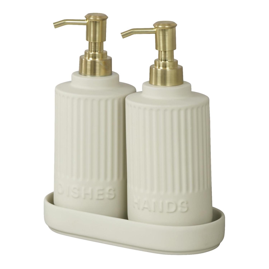WENKO 54651100 - Tvålpump HEIDI 19x21 cm krämvit/guldfärgad/vit