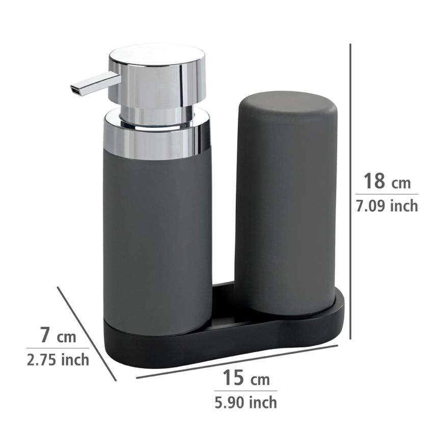 WENKO 54735100 - Tvättstation EASY SQUEEZ-E 15x18 cm grå/grå