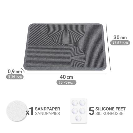 WENKO 54955100 - Avriningsmatta DAMON 40x30 cm kiselgur/grå