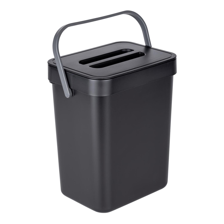 WENKO 55027100 - Avfallskorg BLACK OUTDOOR KITCHEN 19x24 cm svart/grå/genomskinlig