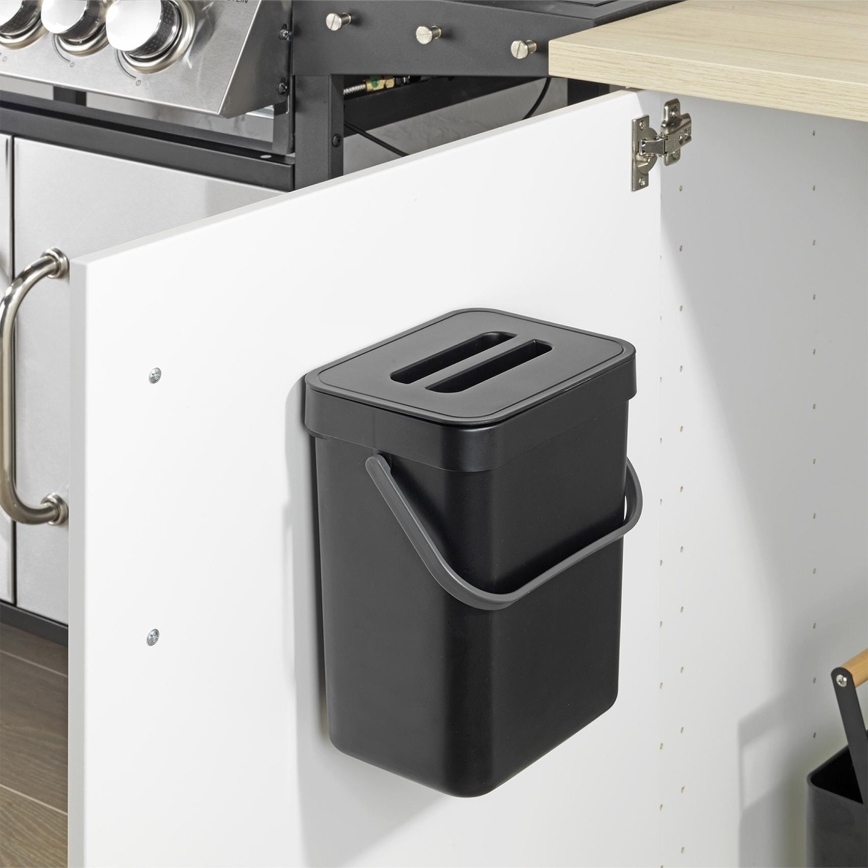 WENKO 55027100 - Avfallskorg BLACK OUTDOOR KITCHEN 19x24 cm svart/grå/genomskinlig