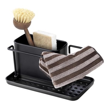 WENKO 55078100 - Organiserare BLACK OUTDOOR KITCHEN 21x12 cm rostfritt stål/svart