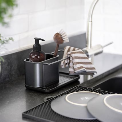 WENKO 55078100 - Organiserare BLACK OUTDOOR KITCHEN 21x12 cm rostfritt stål/svart