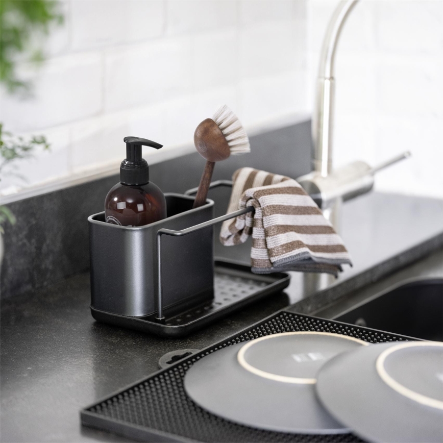 WENKO 55078100 - Organiserare BLACK OUTDOOR KITCHEN 21x12 cm rostfritt stål/svart