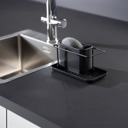 WENKO 55078100 - Organiserare BLACK OUTDOOR KITCHEN 21x12 cm rostfritt stål/svart