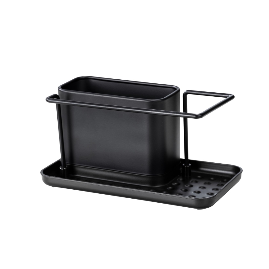 WENKO 55078100 - Organiserare BLACK OUTDOOR KITCHEN 21x12 cm rostfritt stål/svart