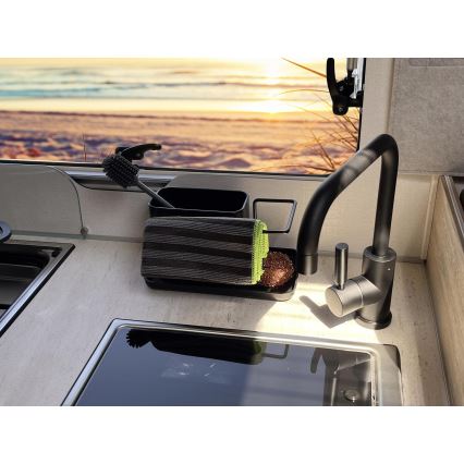 WENKO 55078100 - Organiserare BLACK OUTDOOR KITCHEN 21x12 cm rostfritt stål/svart