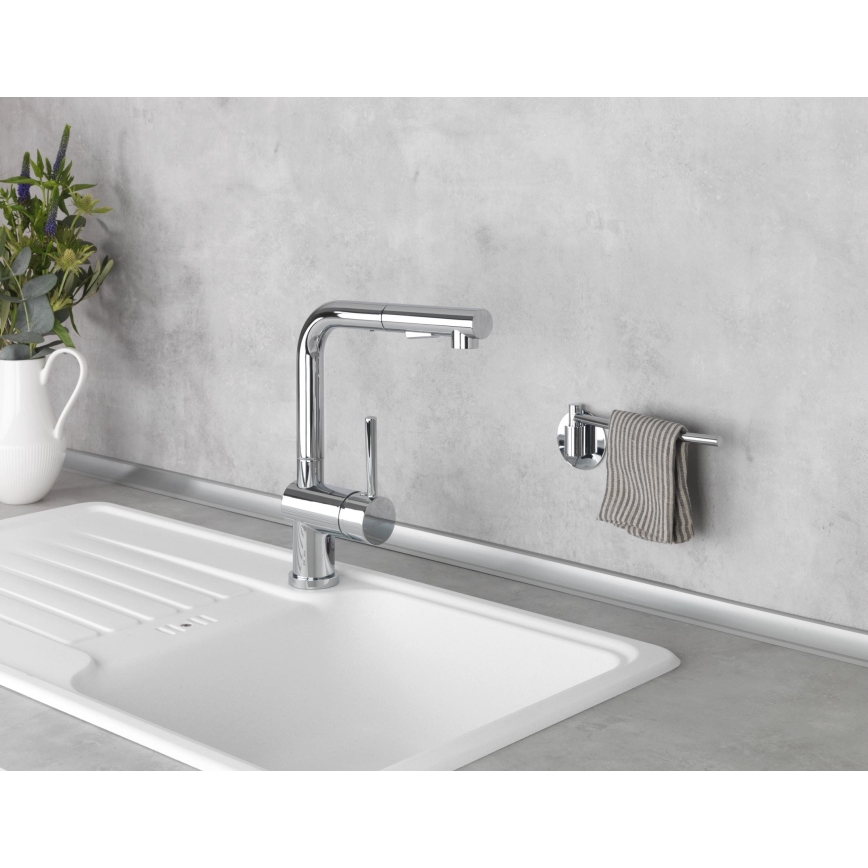 WENKO 5639100 - Kökshanddukshållare TURBO-LOC KÜCHE 23x6,5 cm rostfritt stål/silver