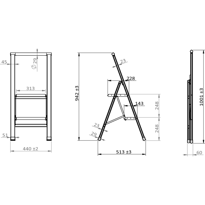 WENKO 601015100 - Stege ALU-DESIGN 44x101 cm vit/grå