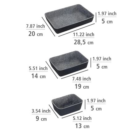 WENKO 64502100 - Lådorganisatör FELT 28,5x20 cm grå