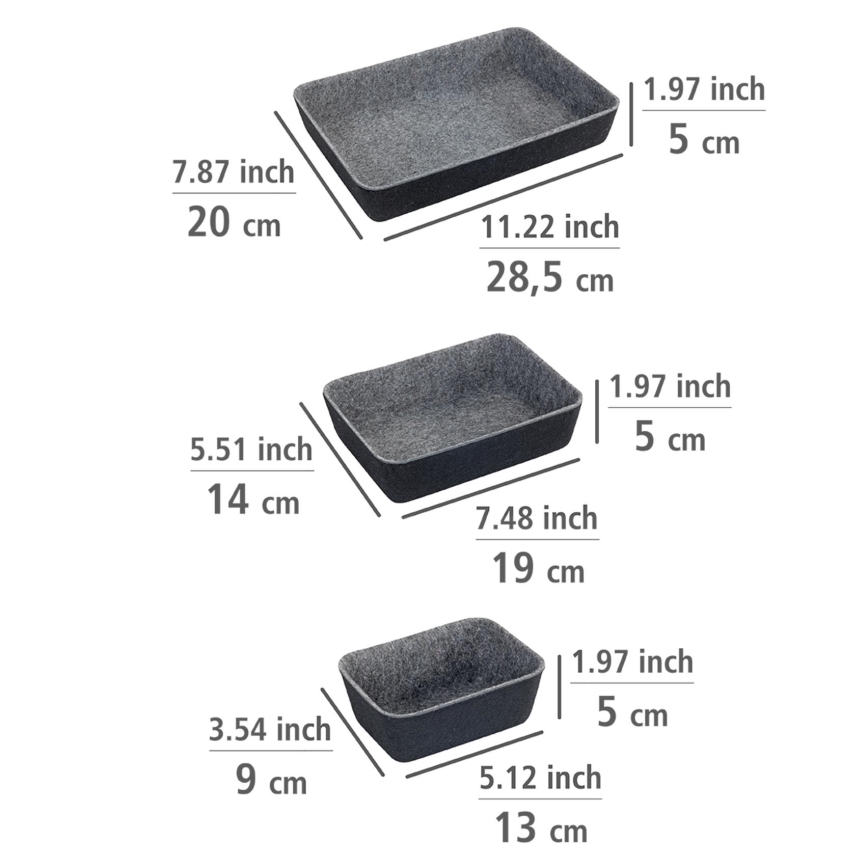 WENKO 64502100 - Lådorganisatör FELT 28,5x20 cm grå