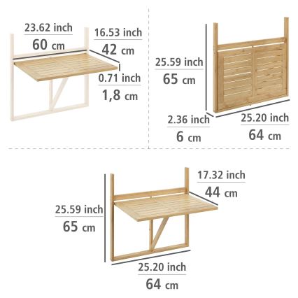 WENKO 69806800 - Bord WAIKIKI 64 x 65 cm vit/brun