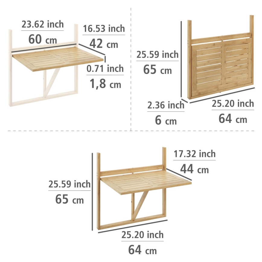 WENKO 69806800 - Bord WAIKIKI 64 x 65 cm vit/brun