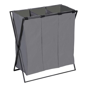 WENKO 71297800 - Tvättkorg TRIO 69x76 cm grå/svart