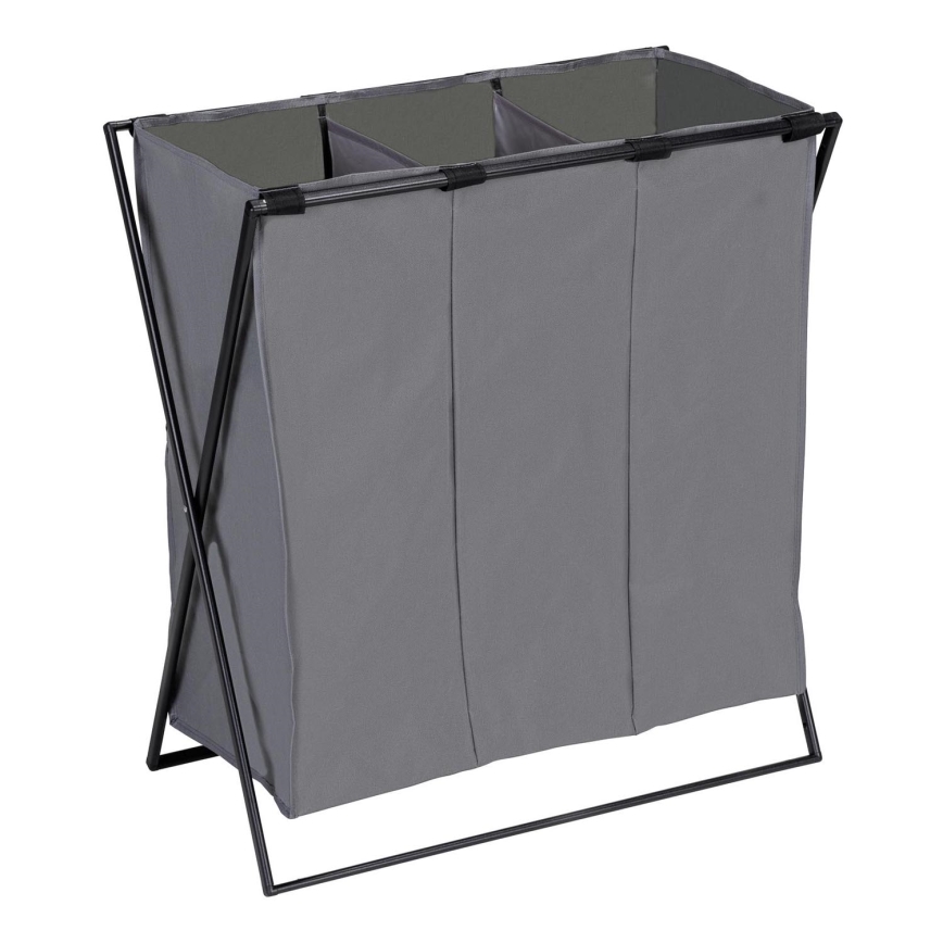 WENKO 71297800 - Tvättkorg TRIO 69x76 cm grå/svart