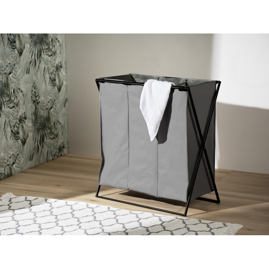 WENKO 71297800 - Tvättkorg TRIO 69x76 cm grå/svart