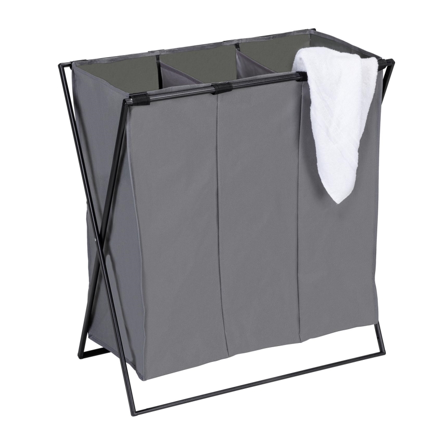 WENKO 71297800 - Tvättkorg TRIO 69x76 cm grå/svart