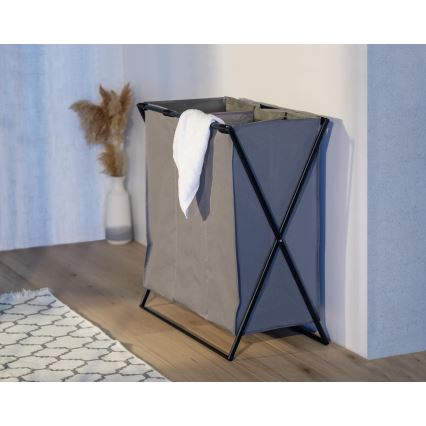 WENKO 71297800 - Tvättkorg TRIO 69x76 cm grå/svart