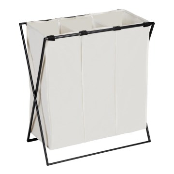 WENKO 71298800 - Tvättkorg TRIO 69x76 cm krämvit/svart