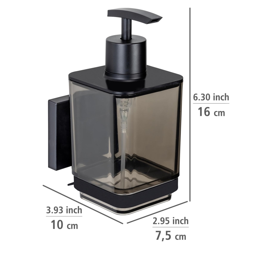 WENKO 71444800 - Tvåldispenser VACUUM-LOC QUADRO ED 7,5x16 cm svart