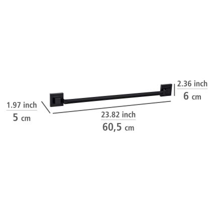 WENKO 71445800 - Handdukstång VACUUM-LOC QUADRO ED 60,5x6 cm svart