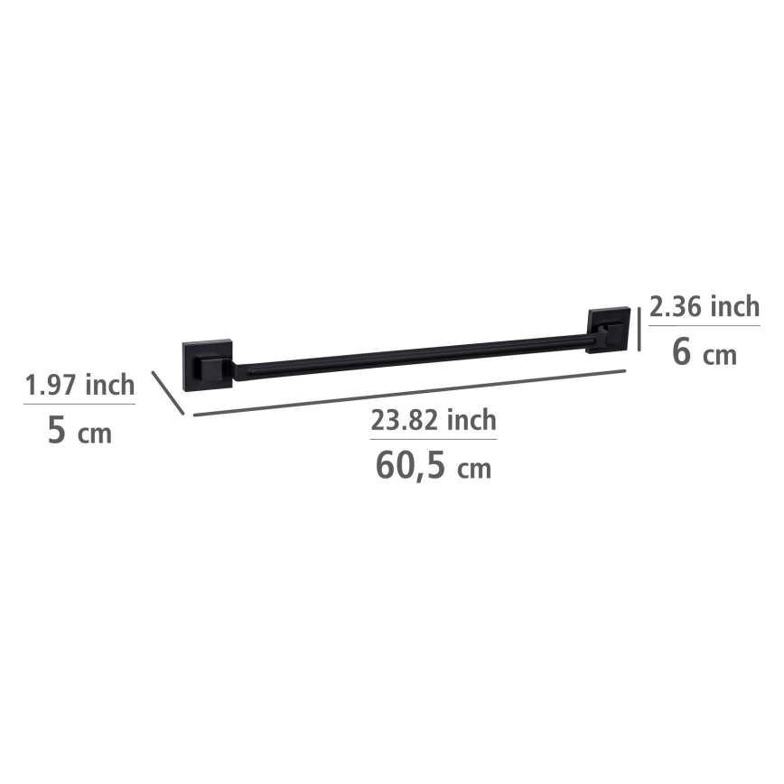 WENKO 71445800 - Handdukstång VACUUM-LOC QUADRO ED 60,5x6 cm svart