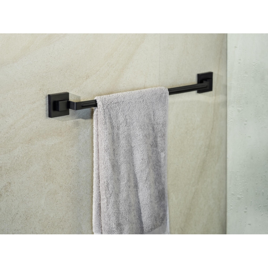 WENKO 71445800 - Handdukstång VACUUM-LOC QUADRO ED 60,5x6 cm svart