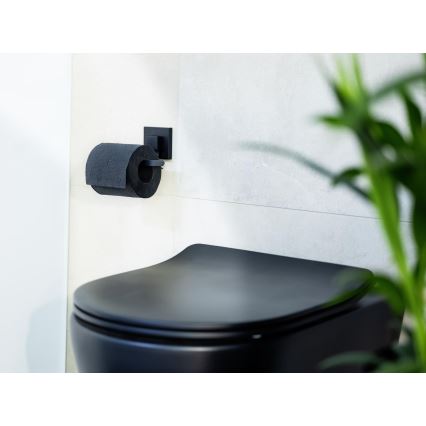WENKO 71447800 - Toalettpappershållare VACUUM-LOC QUADRO ED 14x11 cm, svart